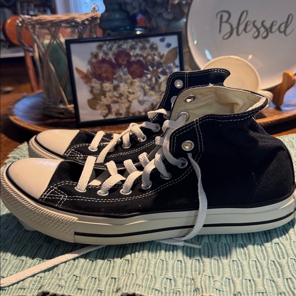 Converse | Chuck Taylor All-Stars Black Canvas High Top Sneakers M8/W10 - Picture 4 of 6